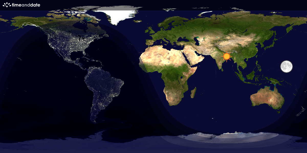 Verdenskart som viser dag og natt 