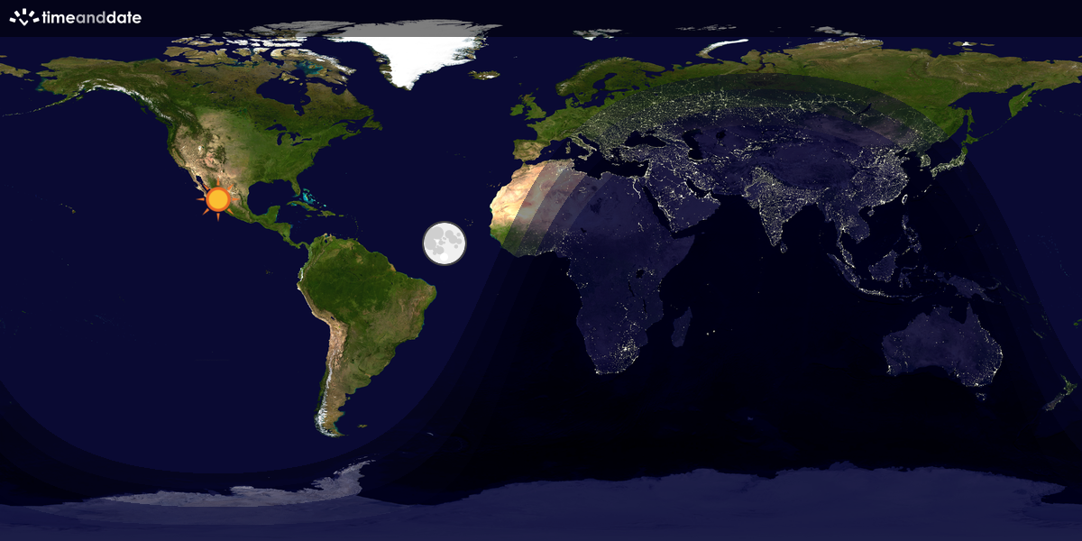 Verdenskart som viser dag og natt 