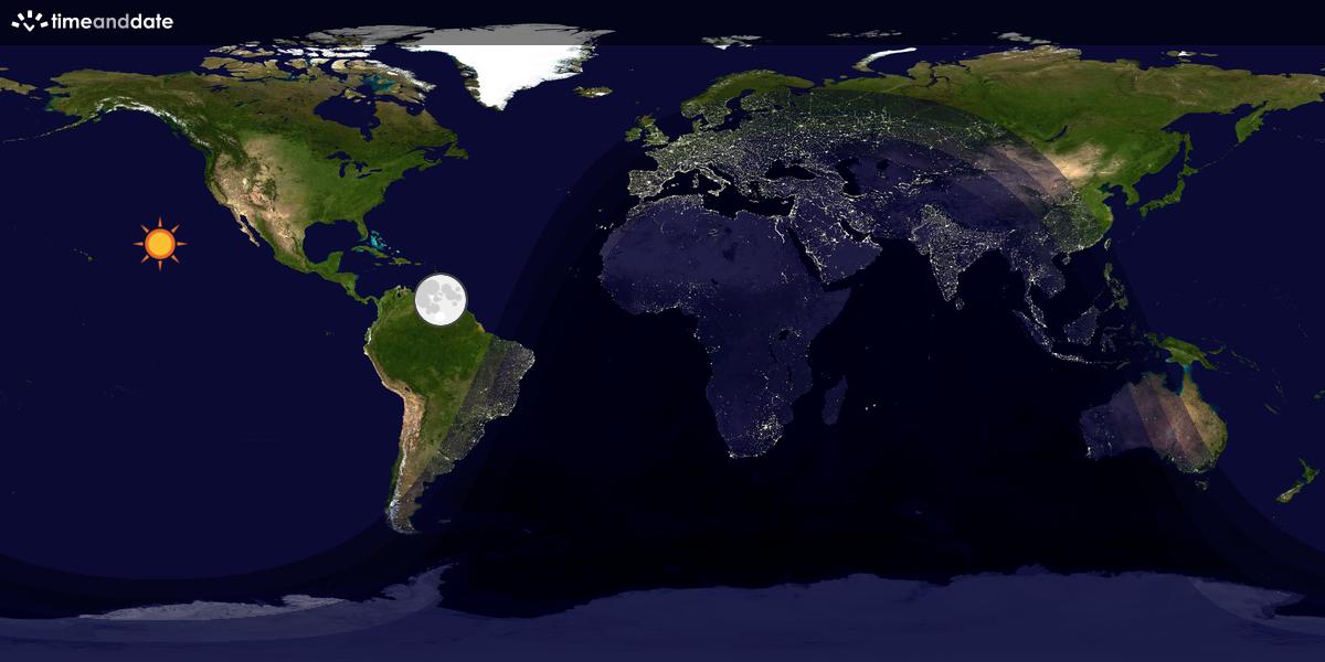 Verdenskart som viser dag og natt 