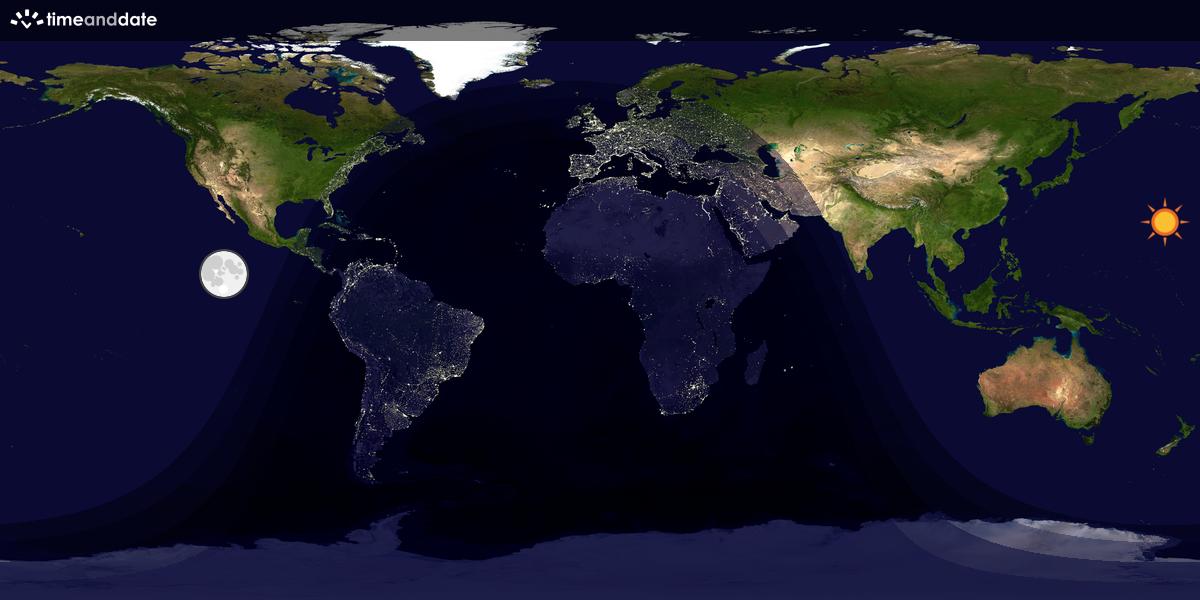 Verdenskart som viser dag og natt 