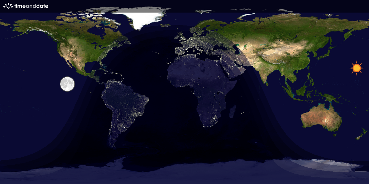 Verdenskart som viser dag og natt 
