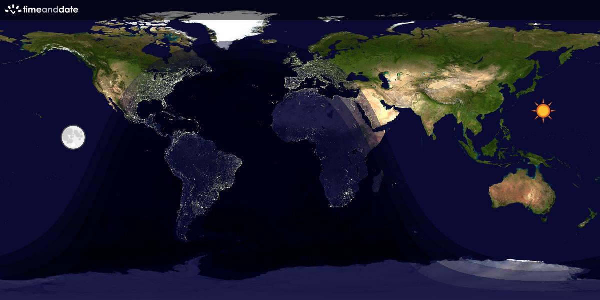 Verdenskart som viser dag og natt 