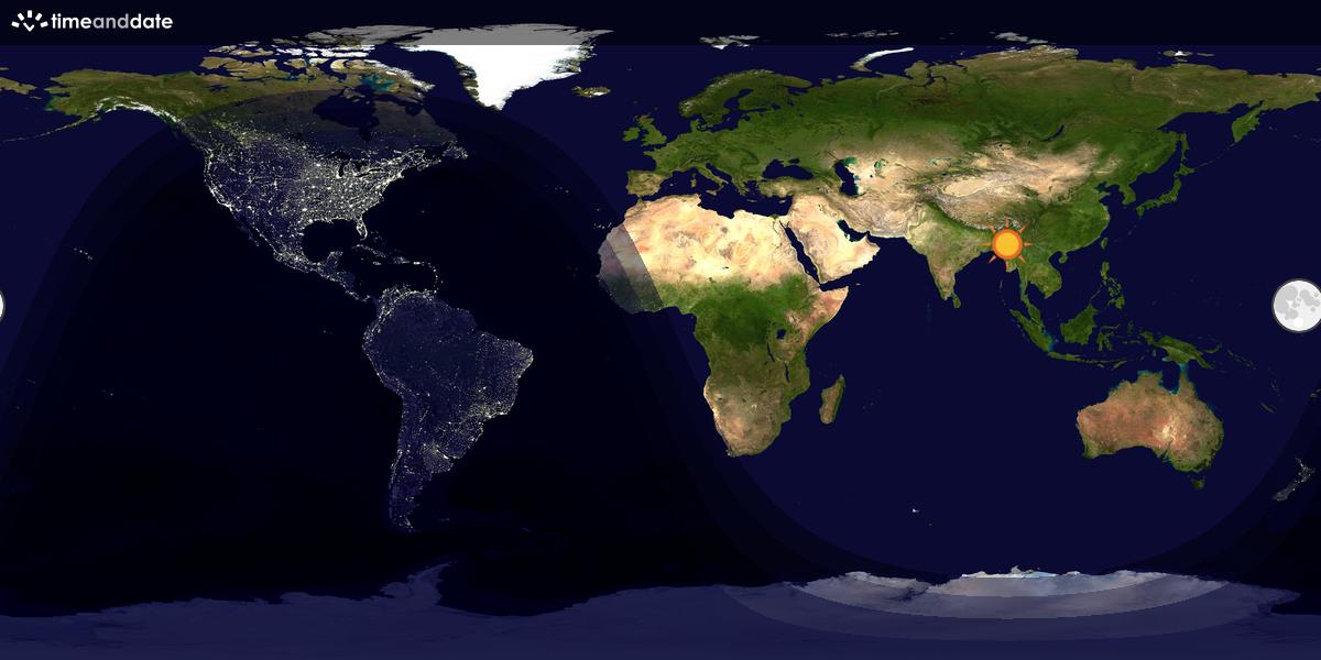 Verdenskart som viser dag og natt 