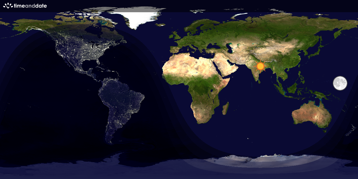 Verdenskart som viser dag og natt 