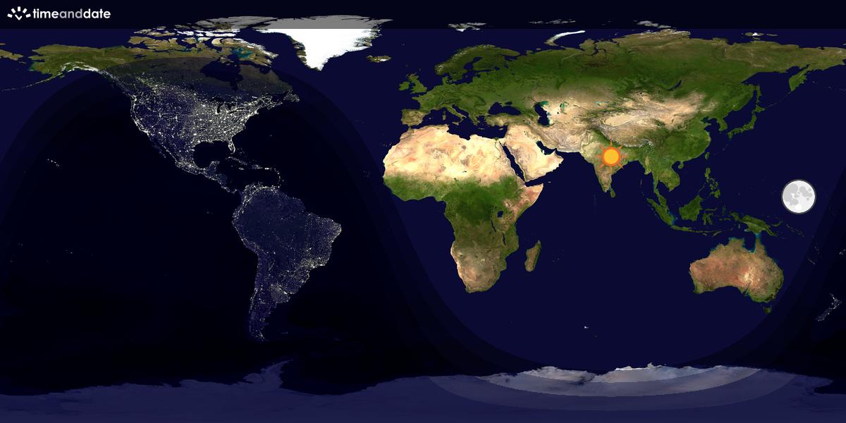 Verdenskart som viser dag og natt 