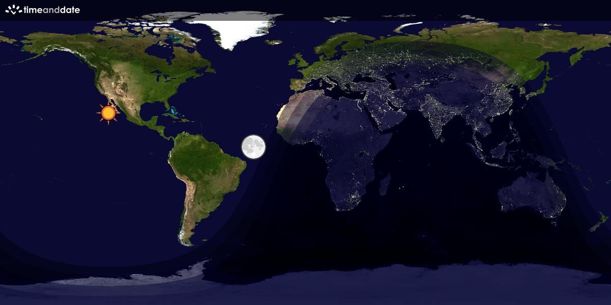 Verdenskart som viser dag og natt 