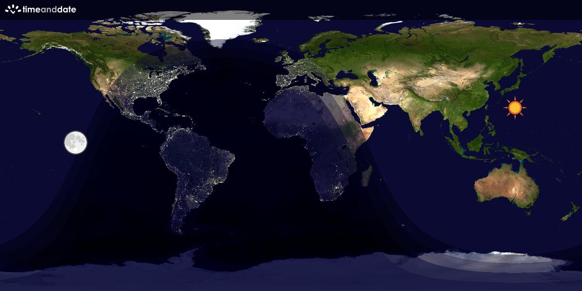 Verdenskart som viser dag og natt 