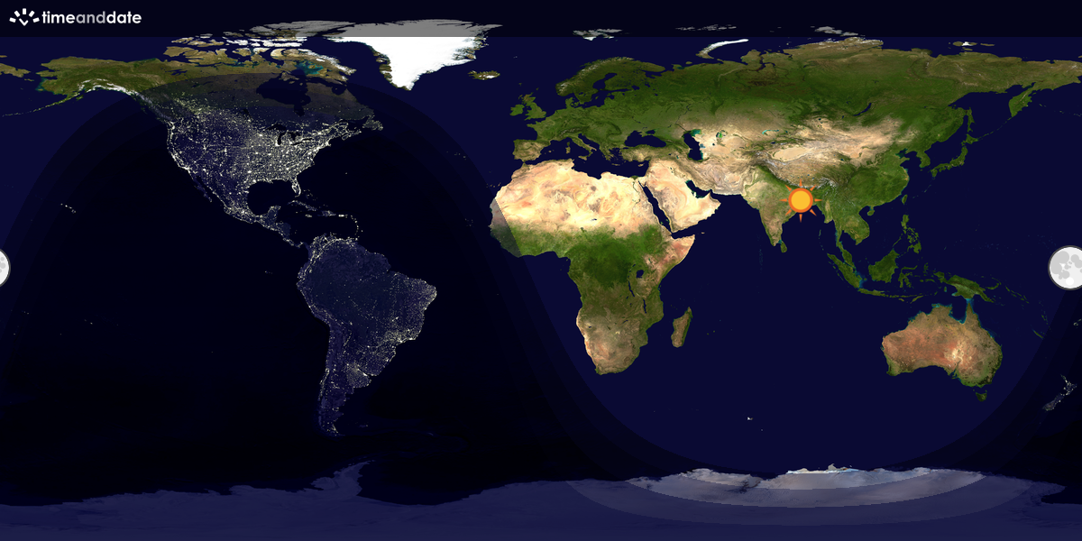 Verdenskart som viser dag og natt 