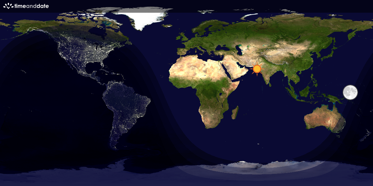 Verdenskart som viser dag og natt 