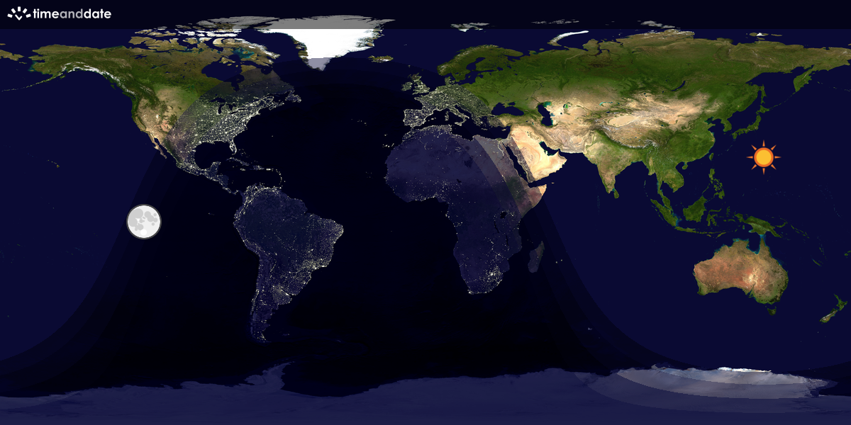 Verdenskart som viser dag og natt 