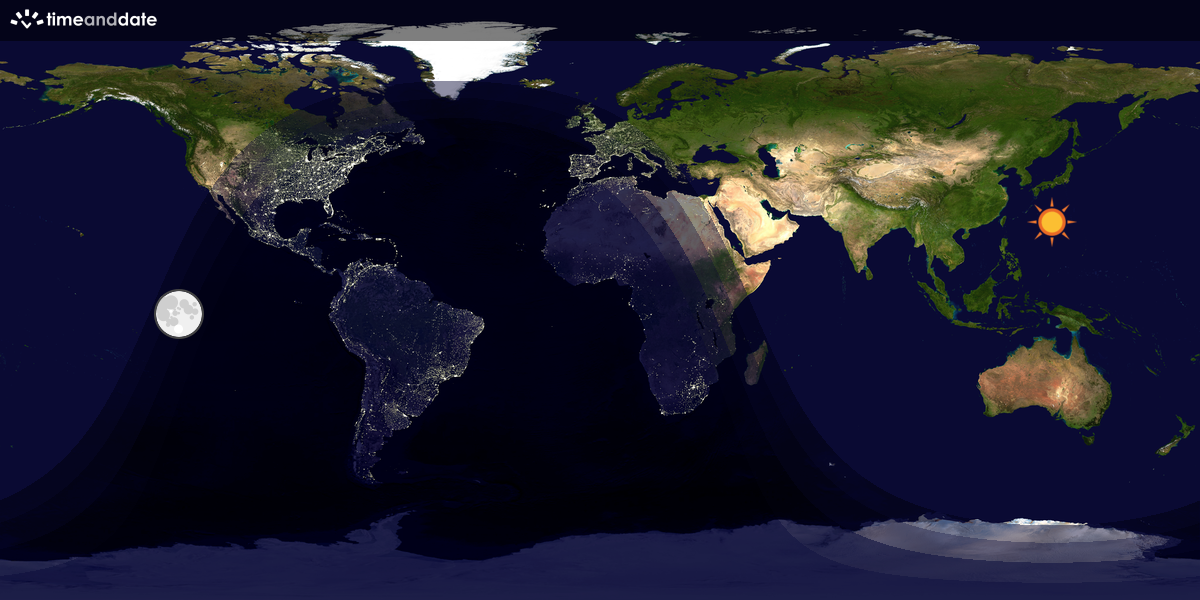Verdenskart som viser dag og natt 