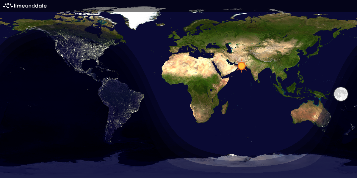 Verdenskart som viser dag og natt 