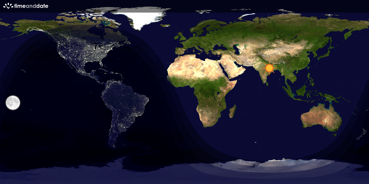 Verdenskart som viser dag og natt 