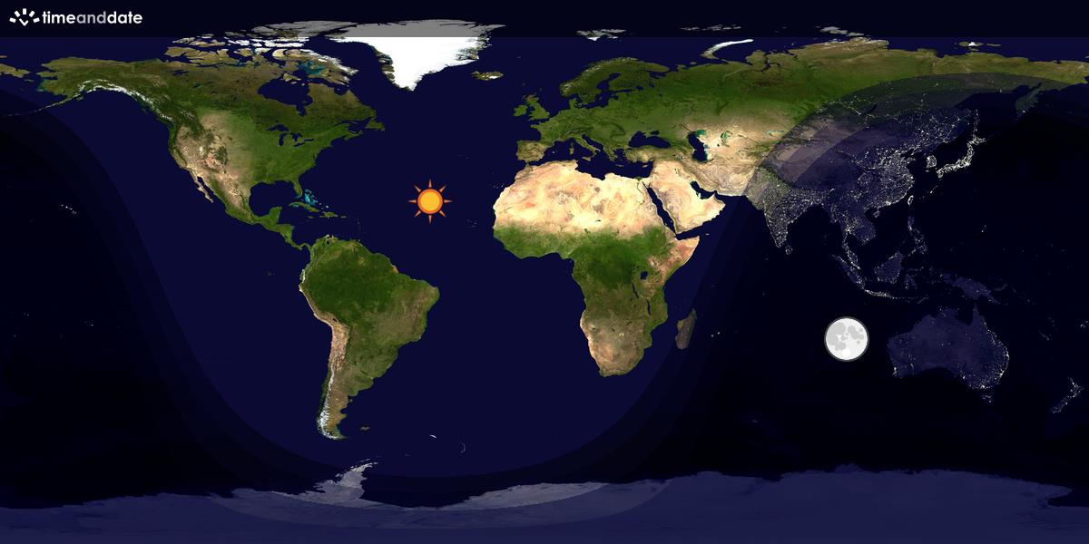 Verdenskart som viser dag og natt 