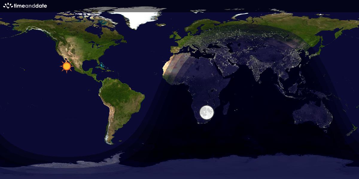 Verdenskart som viser dag og natt 