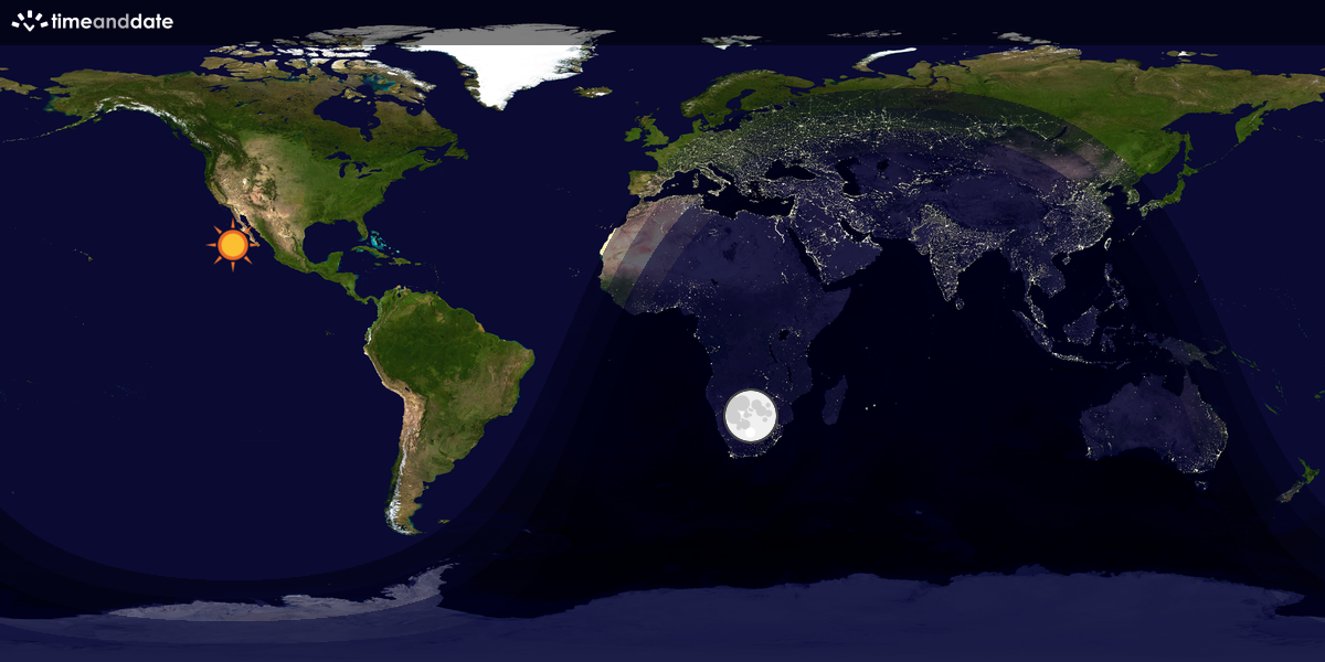 Verdenskart som viser dag og natt 