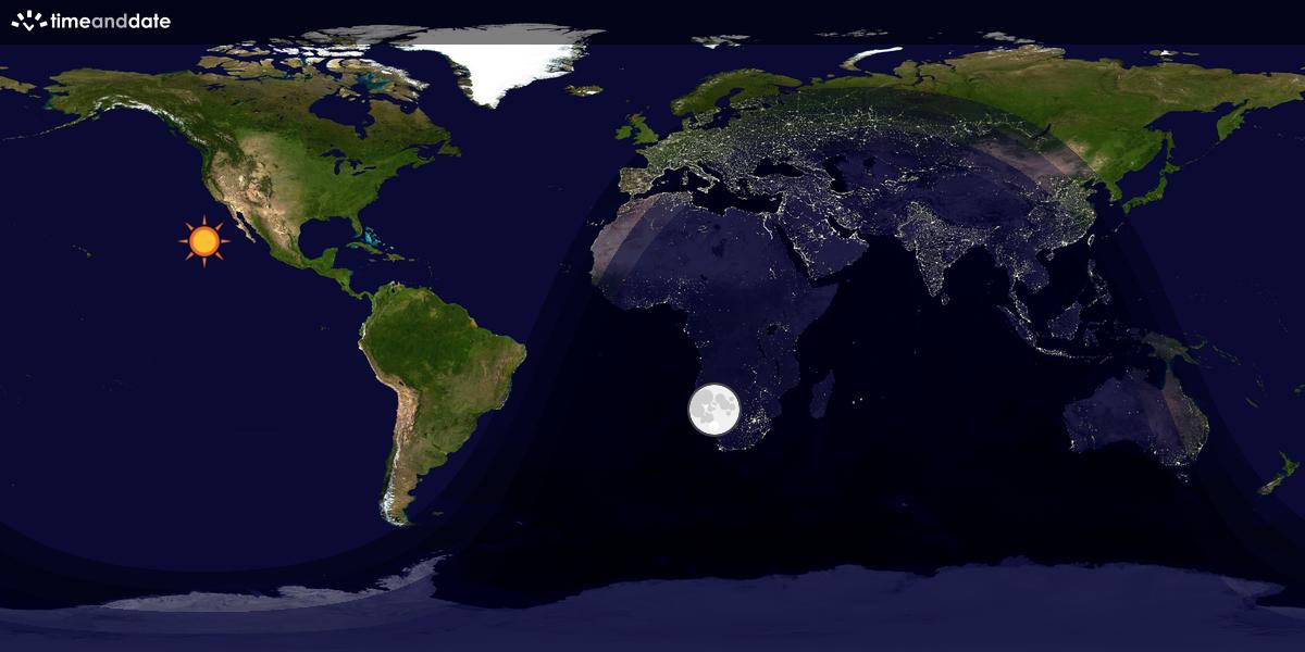 Verdenskart som viser dag og natt 