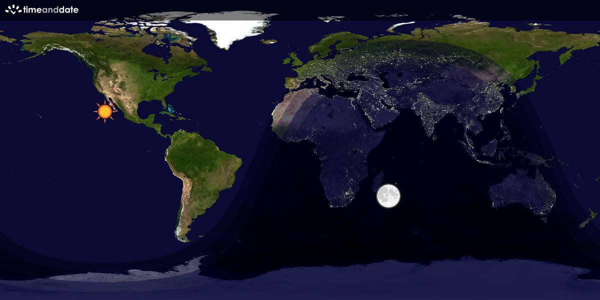Verdenskart som viser dag og natt 