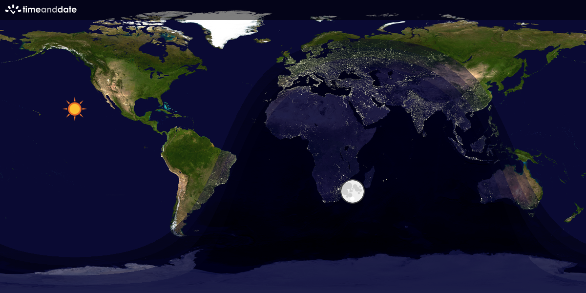 Verdenskart som viser dag og natt 