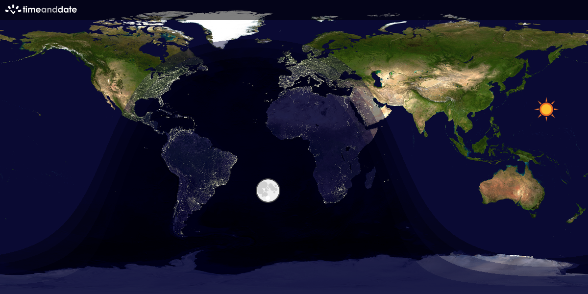 Verdenskart som viser dag og natt 