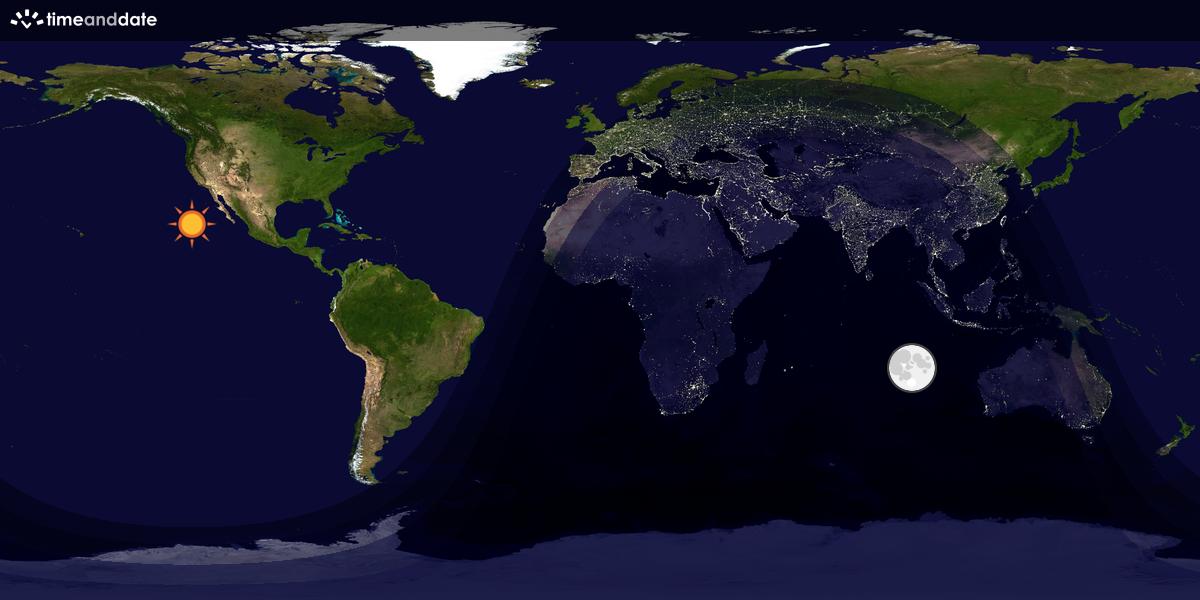 Verdenskart som viser dag og natt 