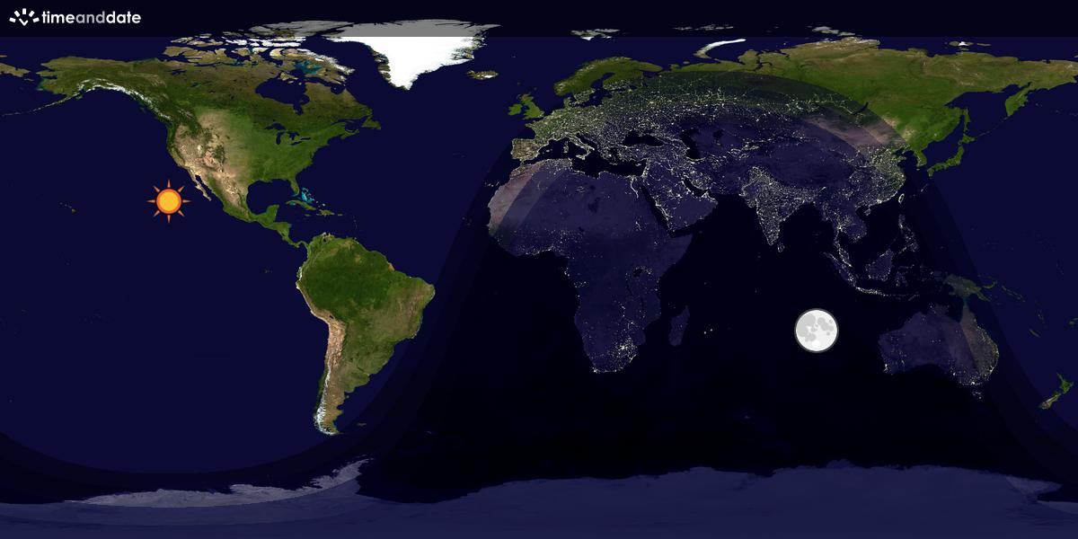Verdenskart som viser dag og natt 