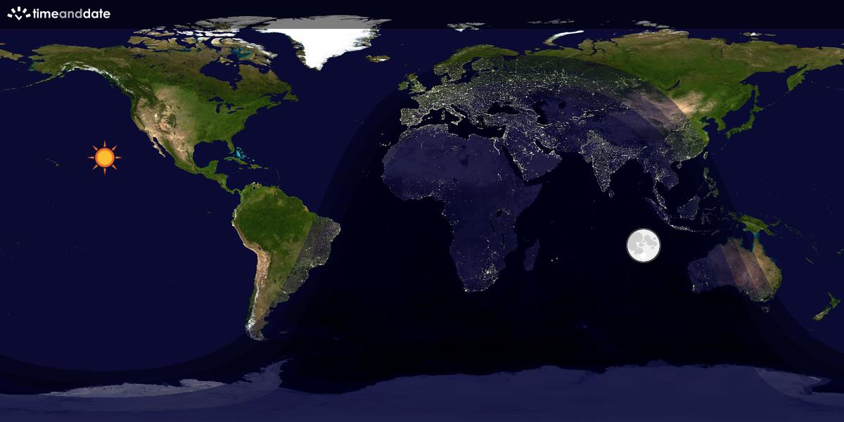 Verdenskart som viser dag og natt 