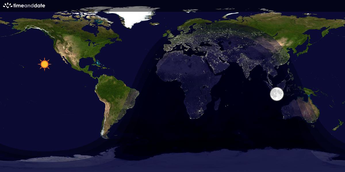 Verdenskart som viser dag og natt 