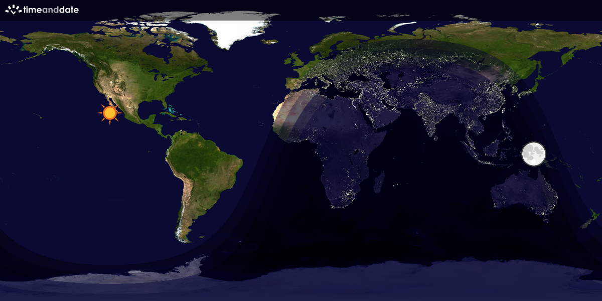 Verdenskart som viser dag og natt 