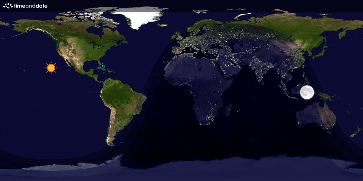 Verdenskart som viser dag og natt 