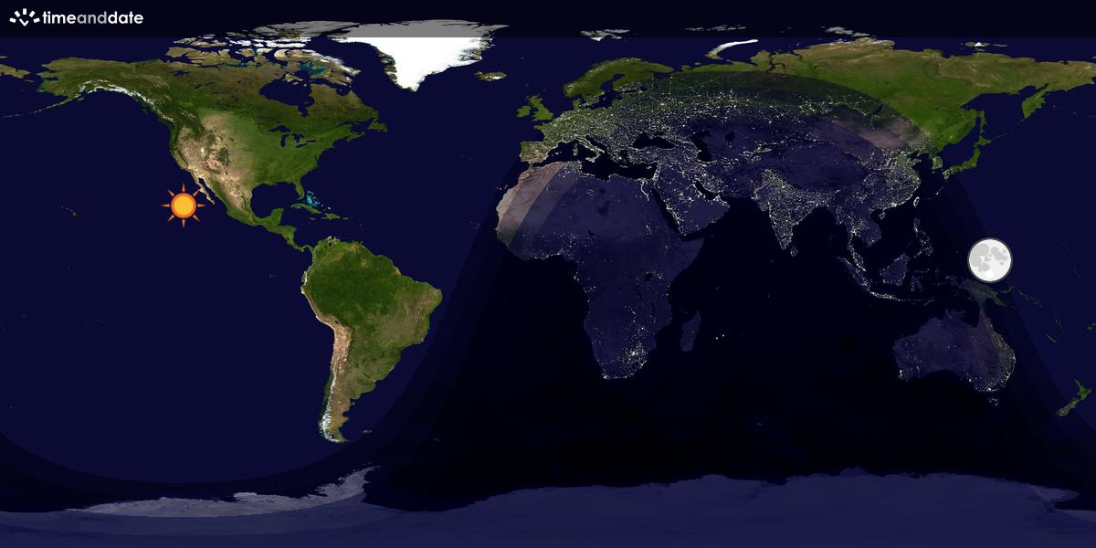 Verdenskart som viser dag og natt 