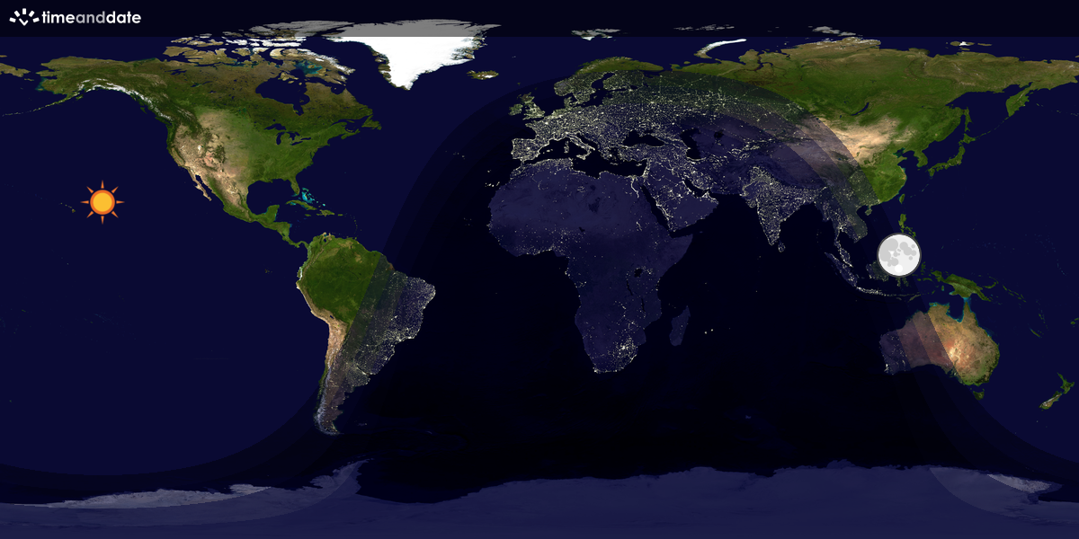Verdenskart som viser dag og natt 