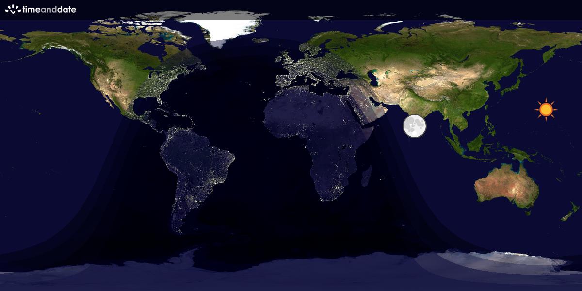 Verdenskart som viser dag og natt 