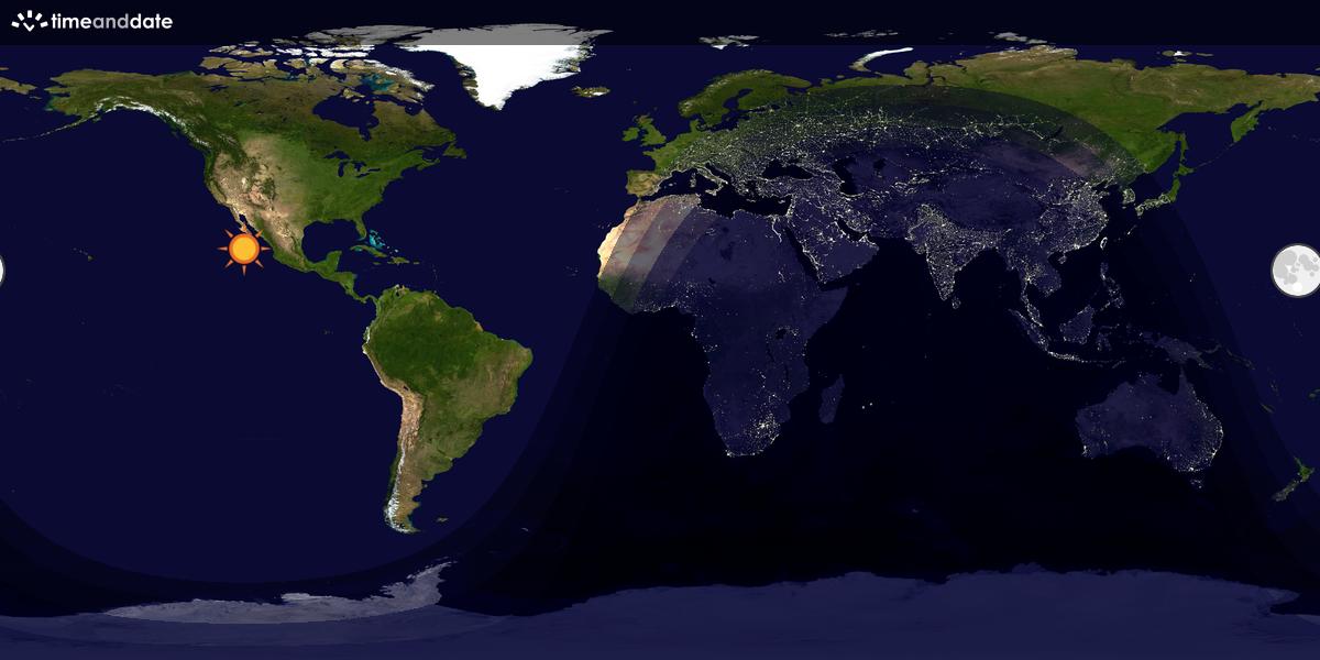 Verdenskart som viser dag og natt 