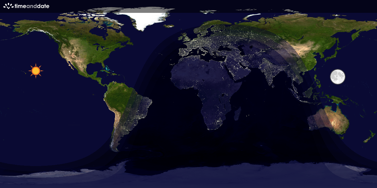 Verdenskart som viser dag og natt 