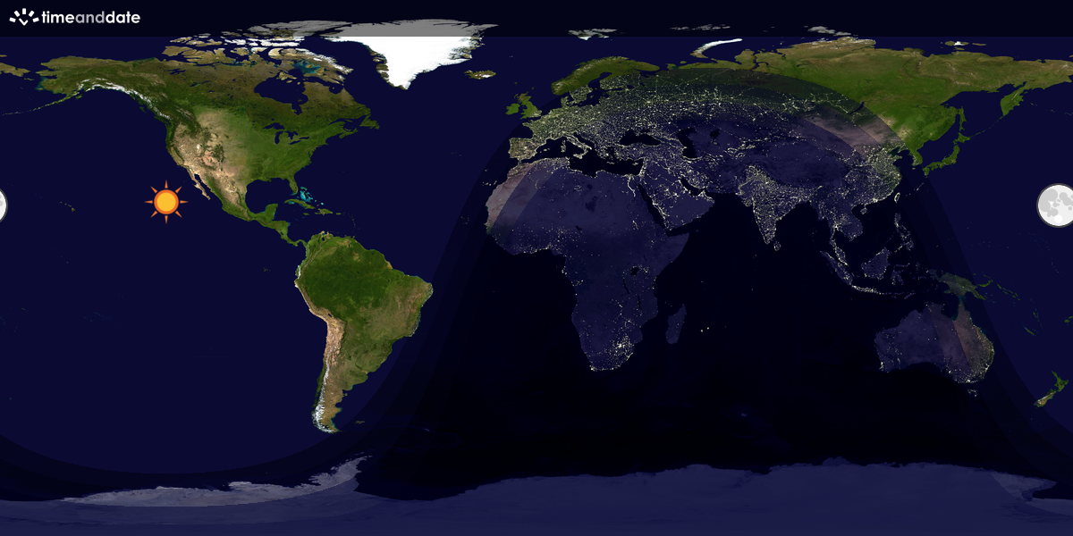Verdenskart som viser dag og natt 