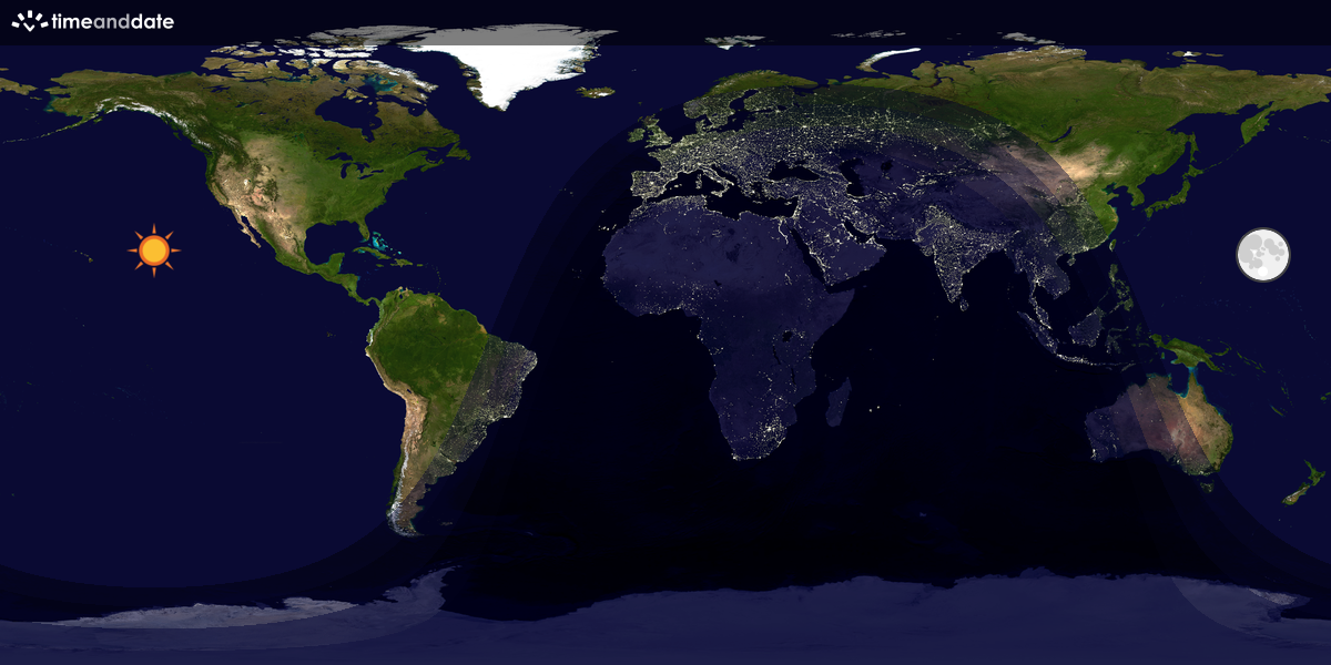 Verdenskart som viser dag og natt 