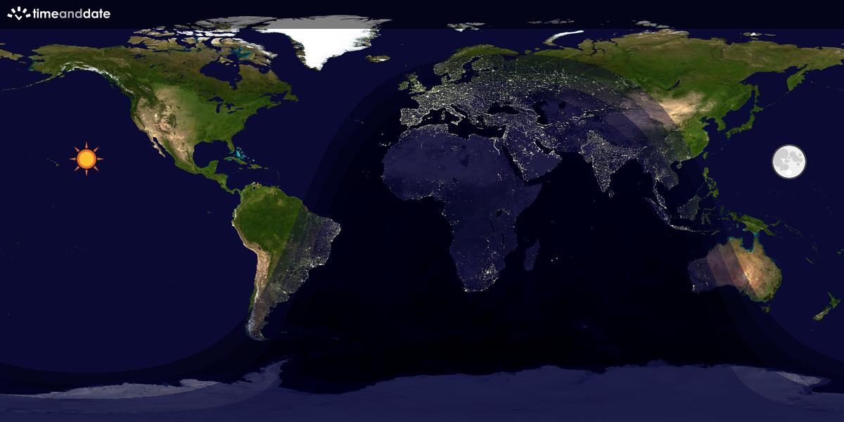 Verdenskart som viser dag og natt 