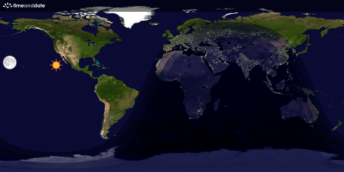 Verdenskart som viser dag og natt 