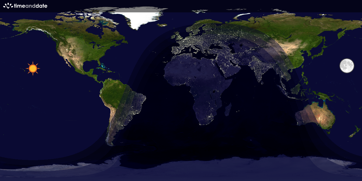 Verdenskart som viser dag og natt 