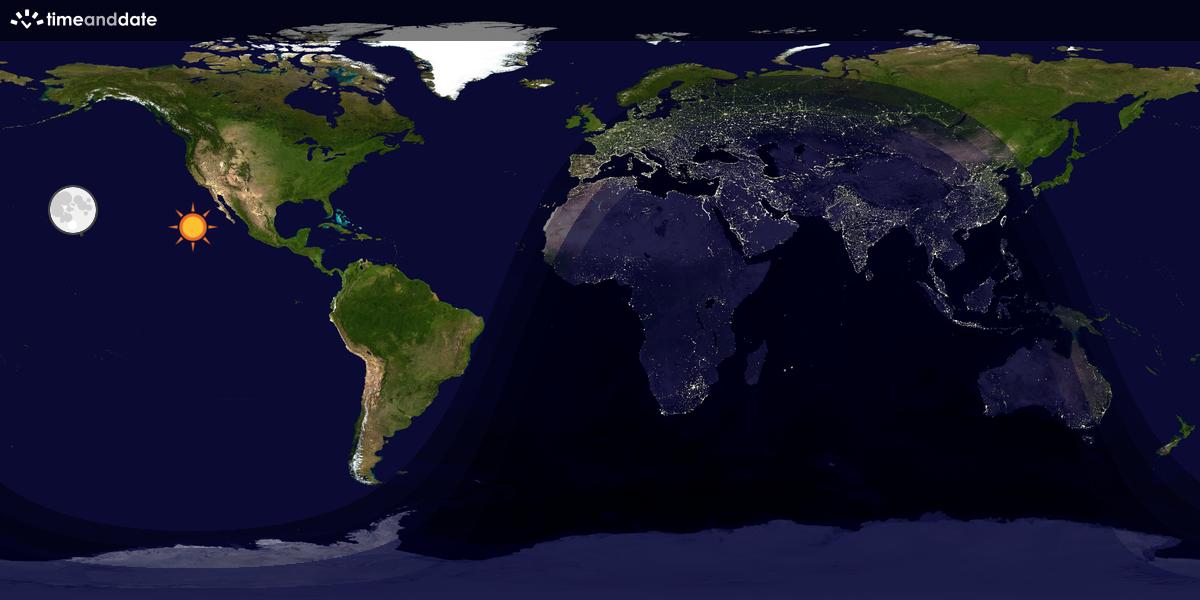 Verdenskart som viser dag og natt 