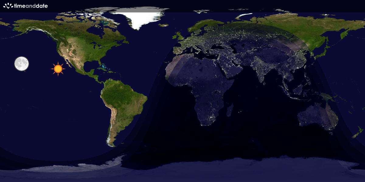 Verdenskart som viser dag og natt 