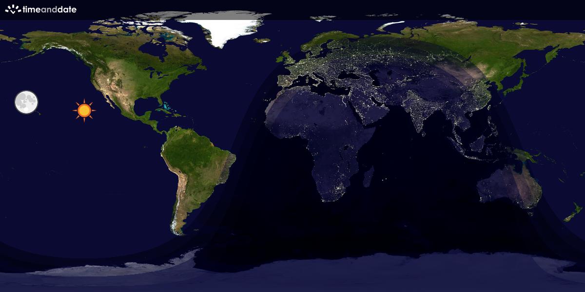 Verdenskart som viser dag og natt 