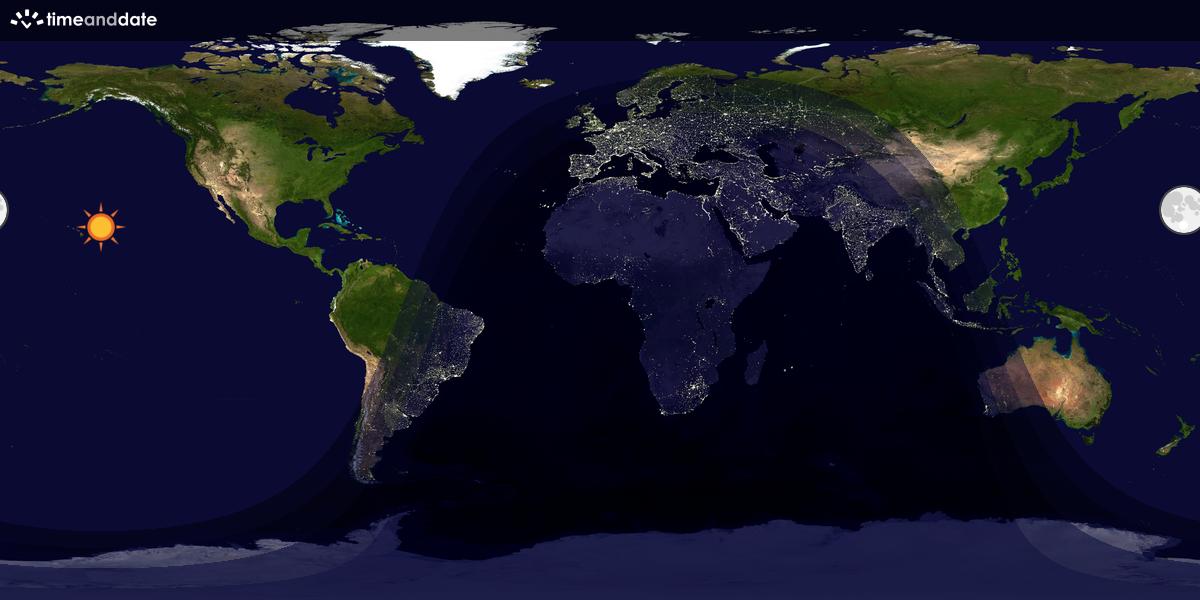 Verdenskart som viser dag og natt 