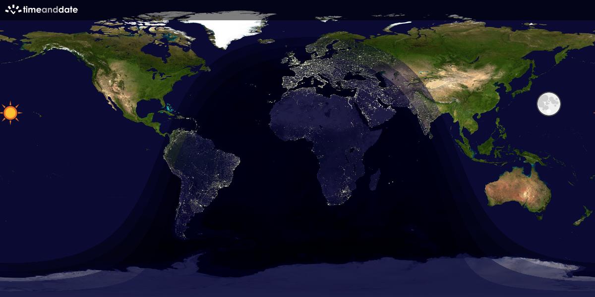 Verdenskart som viser dag og natt 