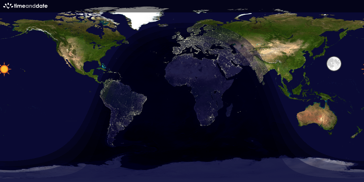 Verdenskart som viser dag og natt 