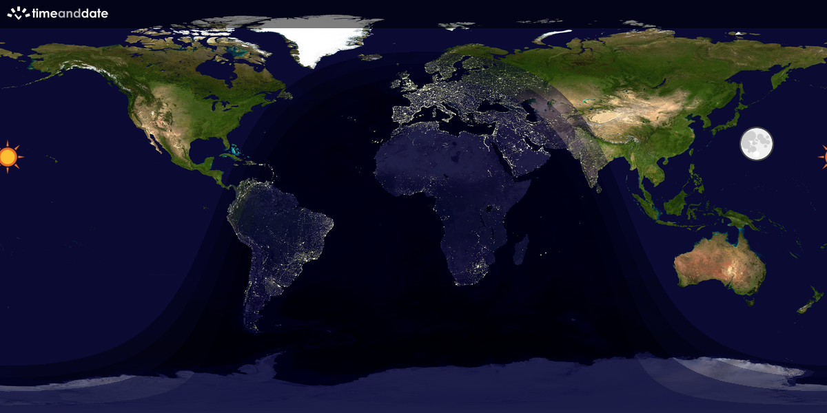 Verdenskart som viser dag og natt 