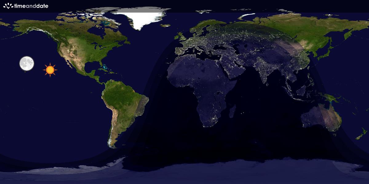 Verdenskart som viser dag og natt 