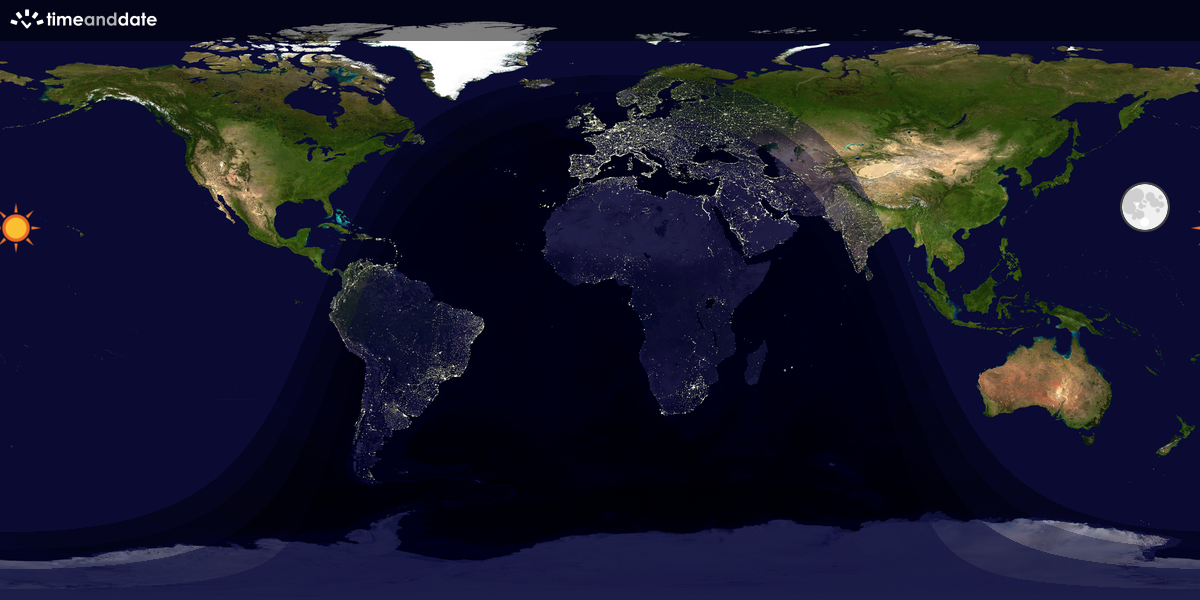 Verdenskart som viser dag og natt 