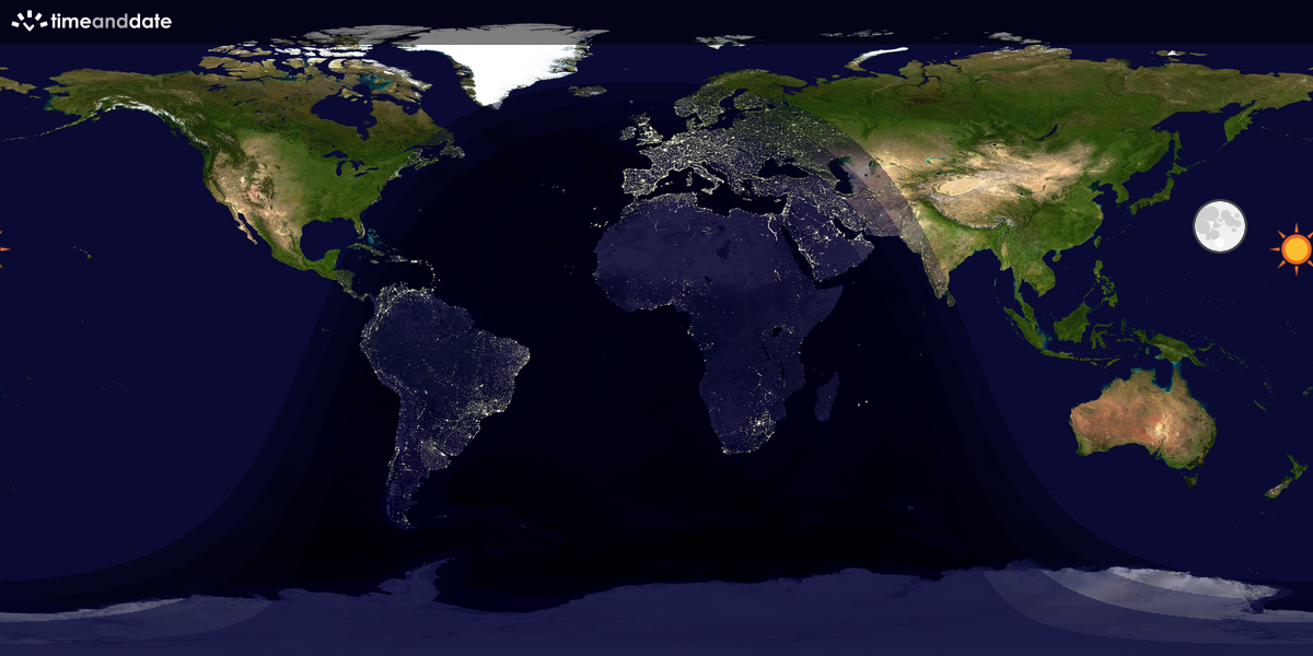 Verdenskart som viser dag og natt 